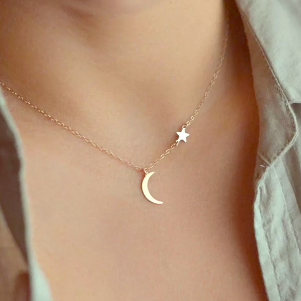 Gold Moon and Star Necklace